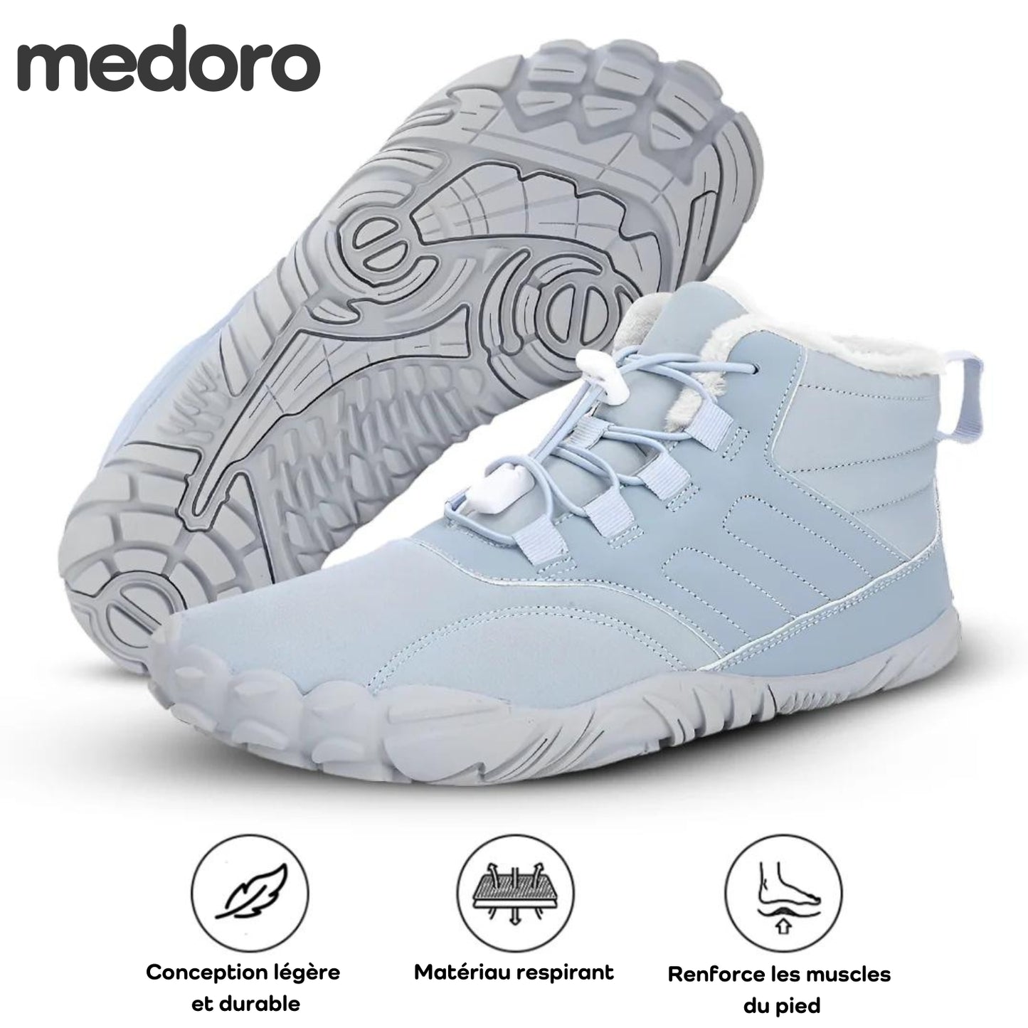 Medoro Pro - Chaussures d'Hiver Effet Pieds Nus, Antidérapantes & Imperméables (Unisexe)