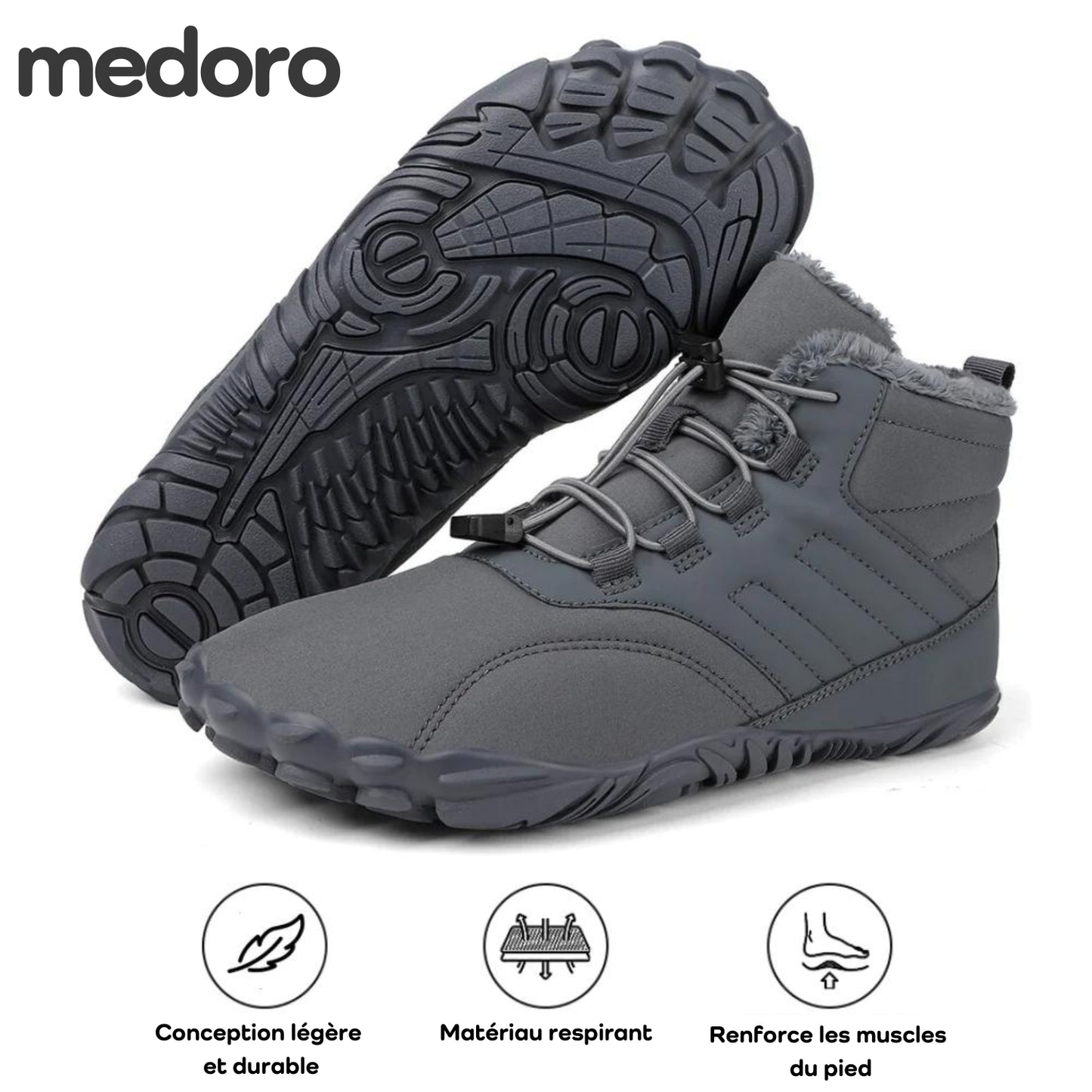 Medoro Pro - Chaussures d'Hiver Effet Pieds Nus, Antidérapantes & Imperméables (Unisexe)